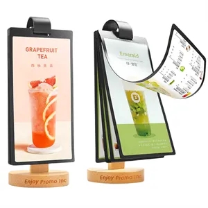 Page Turning Table Menu Holder with Wood Stand
