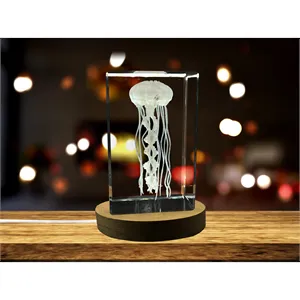 Jellyfish 3D Engraved Crystal Novelty Decor