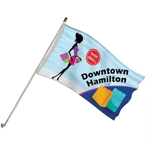 Promotional 3' x 5' Flag Kit with Pole and Silver Bracket