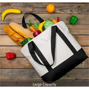 Custom Logo Trader Joe's Style Small Canvas Tote Bags With Front Pocket