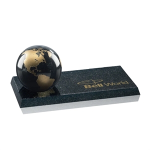 Marble Globe on Granite Base - Black