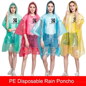 Disposable Translucent PE Rain Poncho Or Raincoat