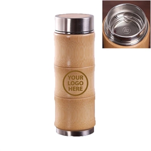 Bamboo Stainless Steel Vacuum Water Bottles - 14.5 Oz