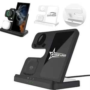 Custom Logo 3-in-1 Dual Angle Fast Wireless Charging Stand for Samsung