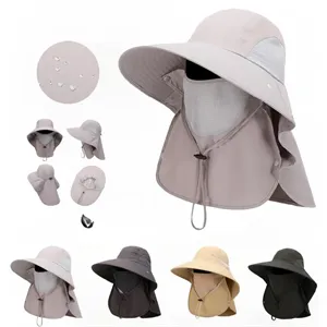 Wide Brim Fishing Hat w/Face Cover & Neck Flap
