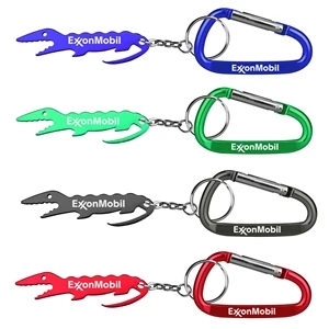 Alligator shaped bottle opener keychain with carabiner