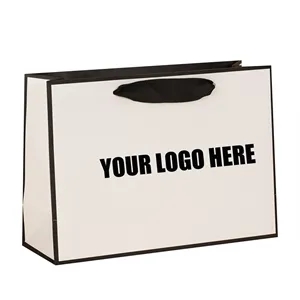 Custom Print White and Black Gift Bags with Logo Thick Paper