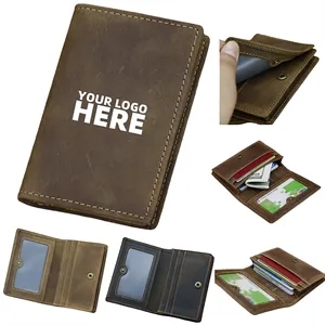 Genuine Leather Cowhide Button Wallet
