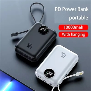 Custom Logo Portable Mini Power Bank 10000mah Fast Charging With Cable