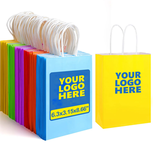 6x3.2x8.3 Inch Small Plain Natural Paper Kraft Gift Bags