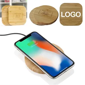 Custom Logo In Stock Bamboo Wooden Wireless Charger Pad