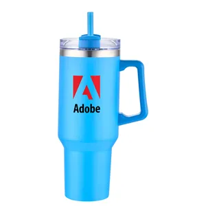 40 oz. Double Wall Tumbler With Handle and Straw