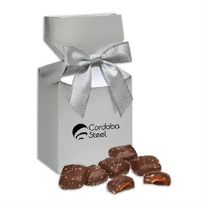 Chocolate Sea Salt Caramels in Silver Gift Box