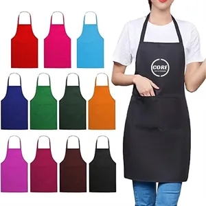 Unisex Comfortable Bib Apron with 2 Pockets Washable