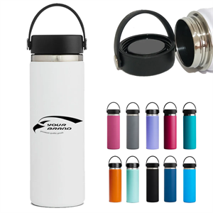 Custom Logo Vacuum Double-Wall Insulated Water Bottle with Handle & Lid
