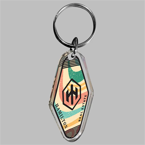 1/8" Vintage Clear Acrylic Motel Keychain Hotel Key Tag