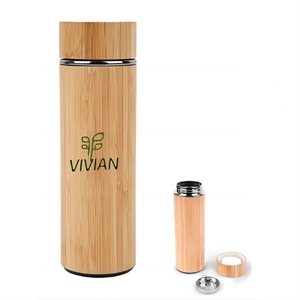 16oz. Premium Bamboo Thermos with Tea Infuser & Strainer