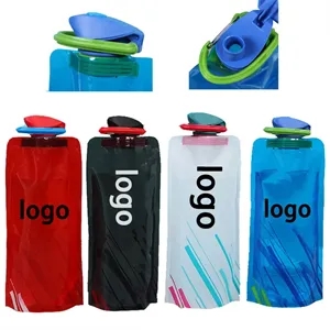 24oz Custom PE Large Fully Collapsible Stock Water Bottle