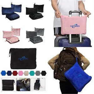 2-in-1 Airplane Travel Blanket Car Pillow Combo Set W/ Strap