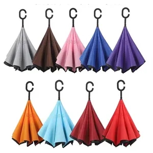 Custom Logo Reverse Umbrella With C- Holder