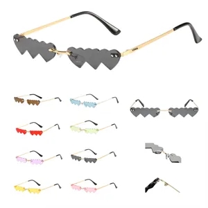 Love Heart Shape Rimless And Irregular Unisex Sunglasses