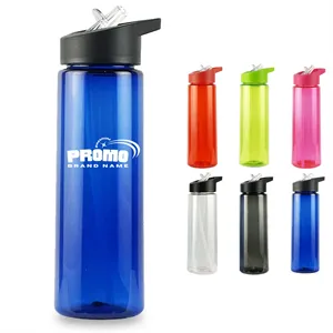 Portable Sports Water Bottle With Dustproof Flip-Top Straw