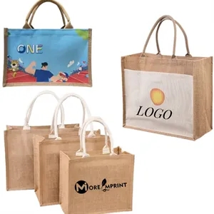 Eco-friendly Natural Jute Tote Bag Burlap with Cotton Handle