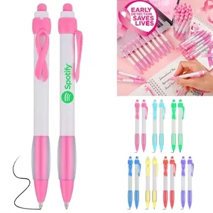 Breast Cancer Pen With Ribbon Clip