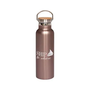 Prime Line 20oz Vacuum Insulated Water Bottle With Bamboo...