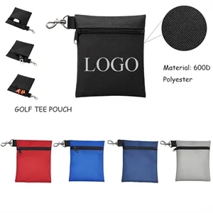 Custom Logo Deluxe 600D Oxford Zipper Golf Ball/Tee Pouch Bag