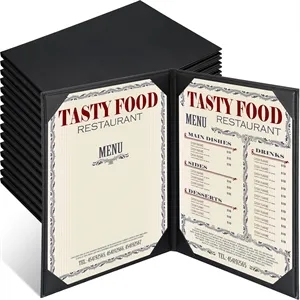 6 Pages Leather Menu Covers Holders Fit For 8.5 X 11