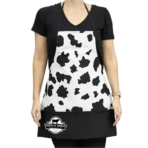 Pouch Pocket Cow Print Apron