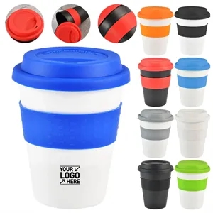 Portable Drinkware Coffee Plastic Cup With Silicone Lid