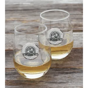 2-Piece Stemless Wine Glass Set with Custom Medallion