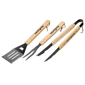 Premium Wood Handle BBQ 3 Pc Set