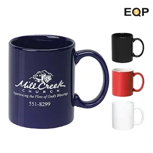 11 oz. Ceramic Dishwasher-Safe Coffee Mug w/ C-Handle