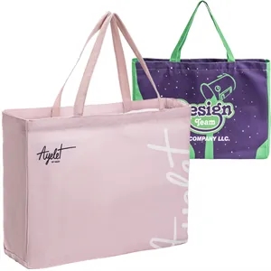12 Oz Sublimated Poly Canvas Tote Bag w/ Gusset - 20"x15"x5"