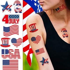 4th Of July American Flag 10 Sheet Tattoo Stickers