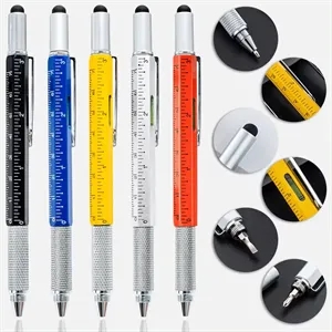 Custom Logo Metal-Function Screwdriver Pen With Ruler Levelgauge