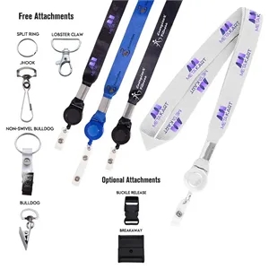 Custom Logo 1" Dye Sublimated Lanyard Badge Reel Combo