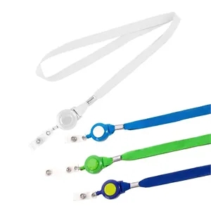 Custom Logo 5/8" Silk Screen Lanyard/Badge Reel Combo
