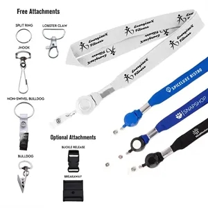 Custom Logo 1" Silk Screen Lanyard/Badge Reel Combo