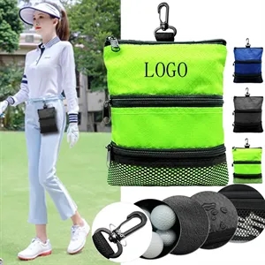 Golf Tees Accessory Pouch 3 Zippered Pockets with Clips