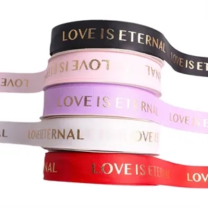 1" Custom Gold Logo Gift Wrap Ribbons 100 yards per roll