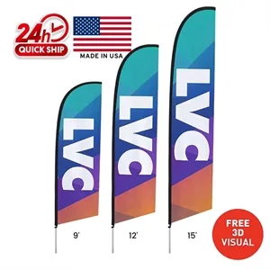 12' Premium Single Sided Angled Flag + Pole + Ground Stake