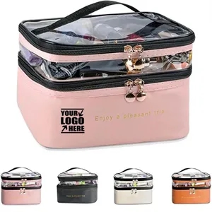 Pvc Double Layer Travel Makeup Bag