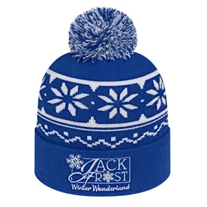 Snowflake Knit Cap With Cuff