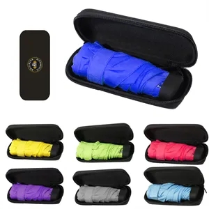 Custom Logo Mini Folding Umbrella w/ EVA Case