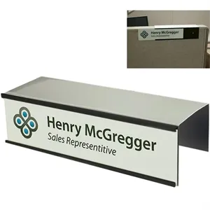 2x8inch Aluminum Changeable 2-sides Cubicle Nameplate Holder