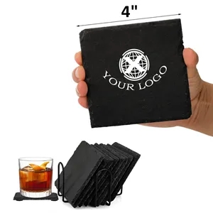 50 MOQ Square Natural Slate Coaster